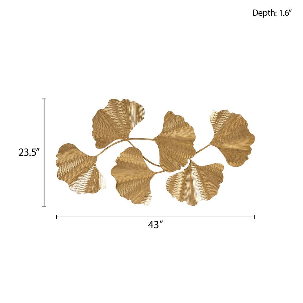 Gold Foil Metal Ginkgo Leaf Wall Decor. Picture 5
