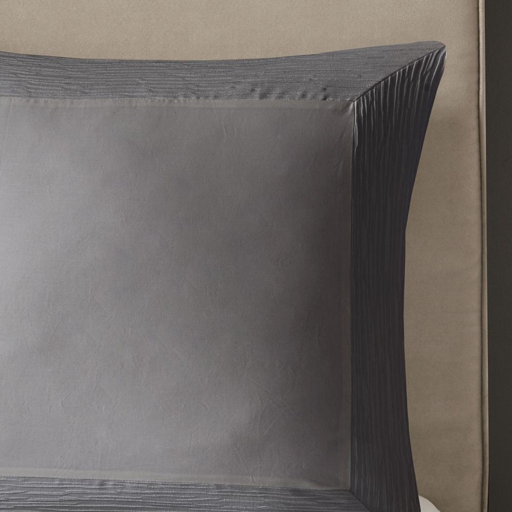 Hanae Cotton Blend Yarn Dyed Euro Sham, Grey color. Picture 1