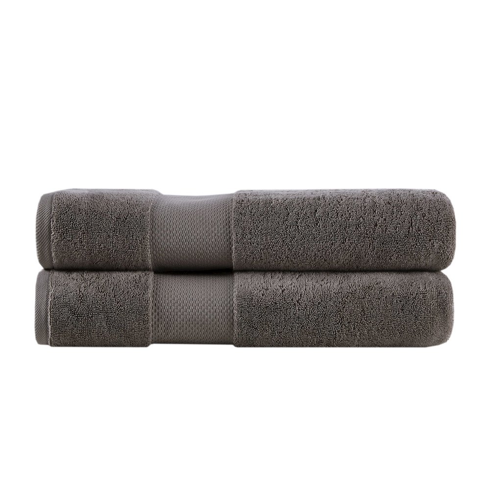 100% Cotton Bath Sheet 2 Piece Set in Charcoal Color. Picture 1