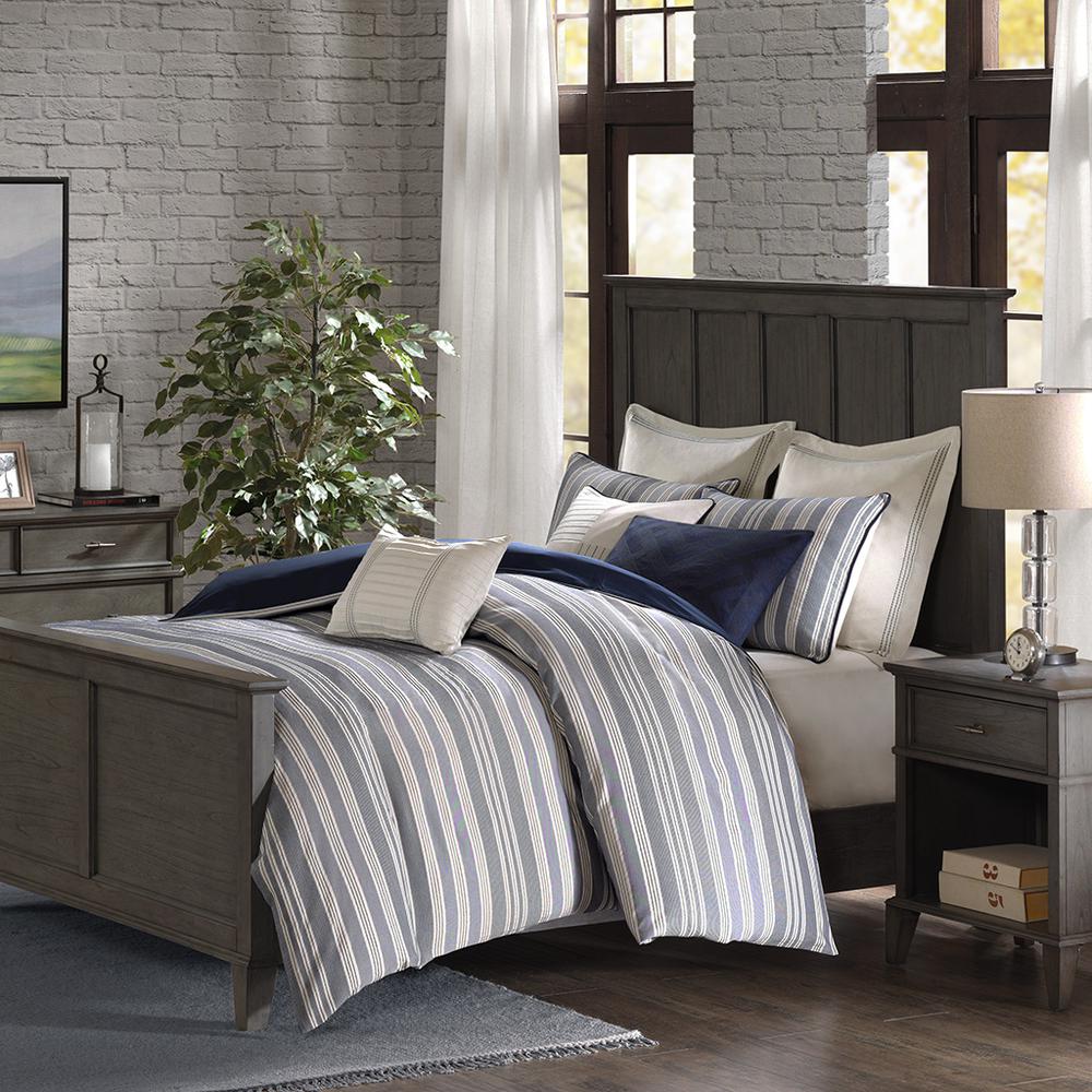 Farmhouse Comforter Set, Blue color. Picture 4