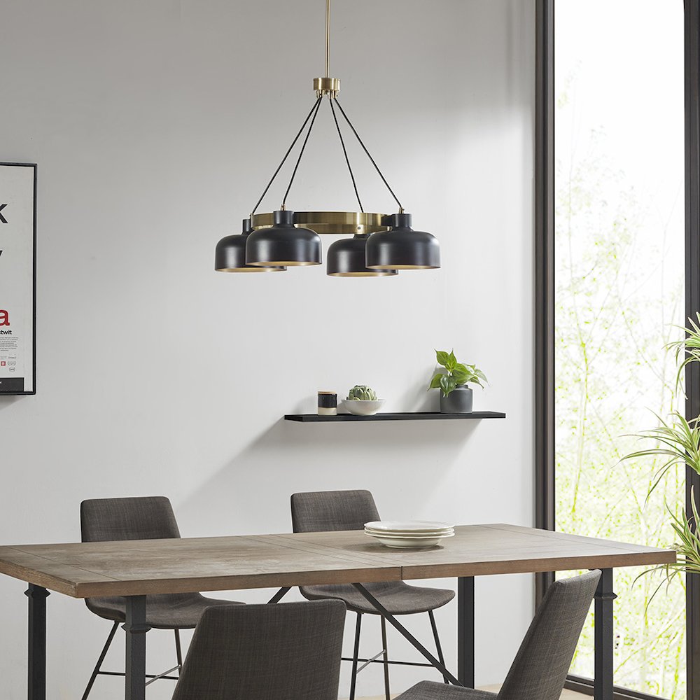 4-Light Metal Shade Chandelier. Picture 4
