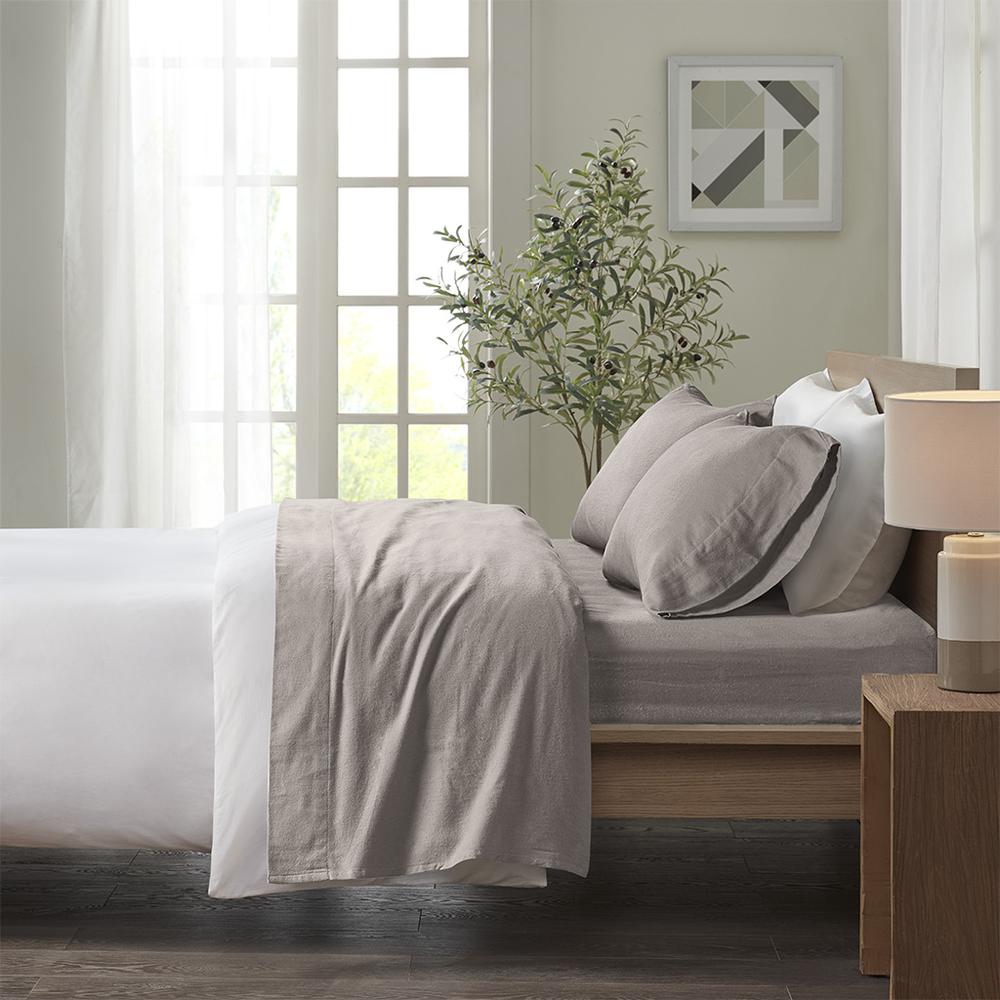 Cozy Flannel Printed Sheet Set, Grey Solid color. Picture 4