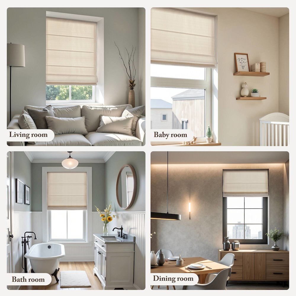 Galen Matte Cordless Roman Blind  Galen Matte fabric, Matte ivory color. Picture 3