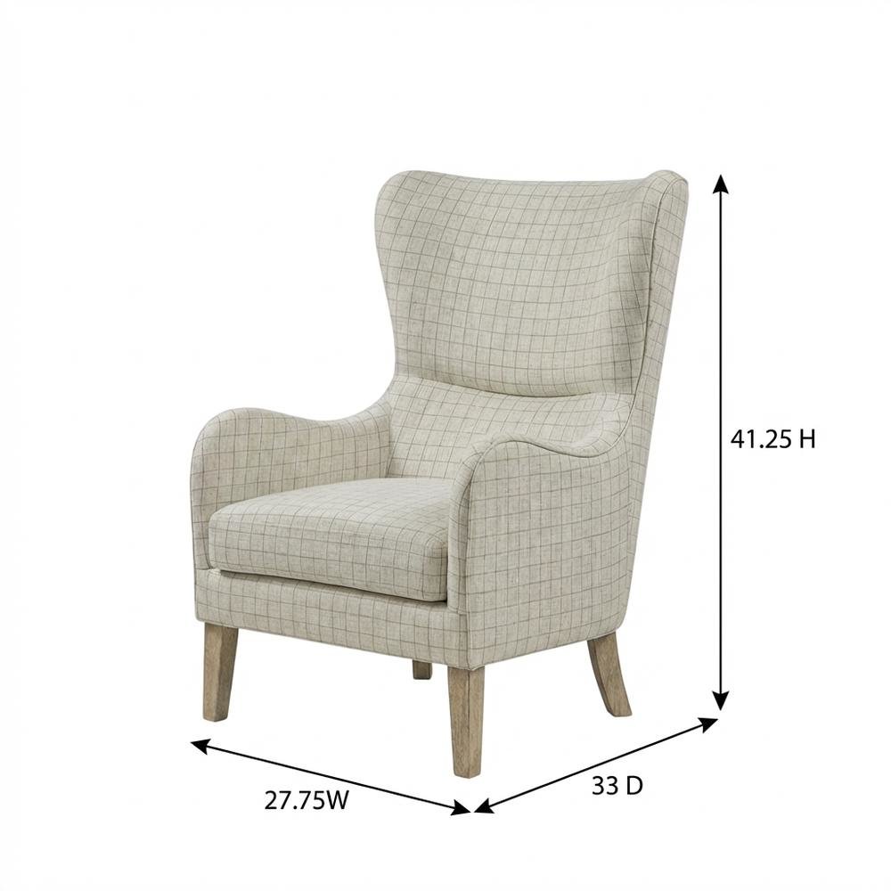 Beige Wing Chair with Stylish Design and Comfortable Upholstery. Picture 6