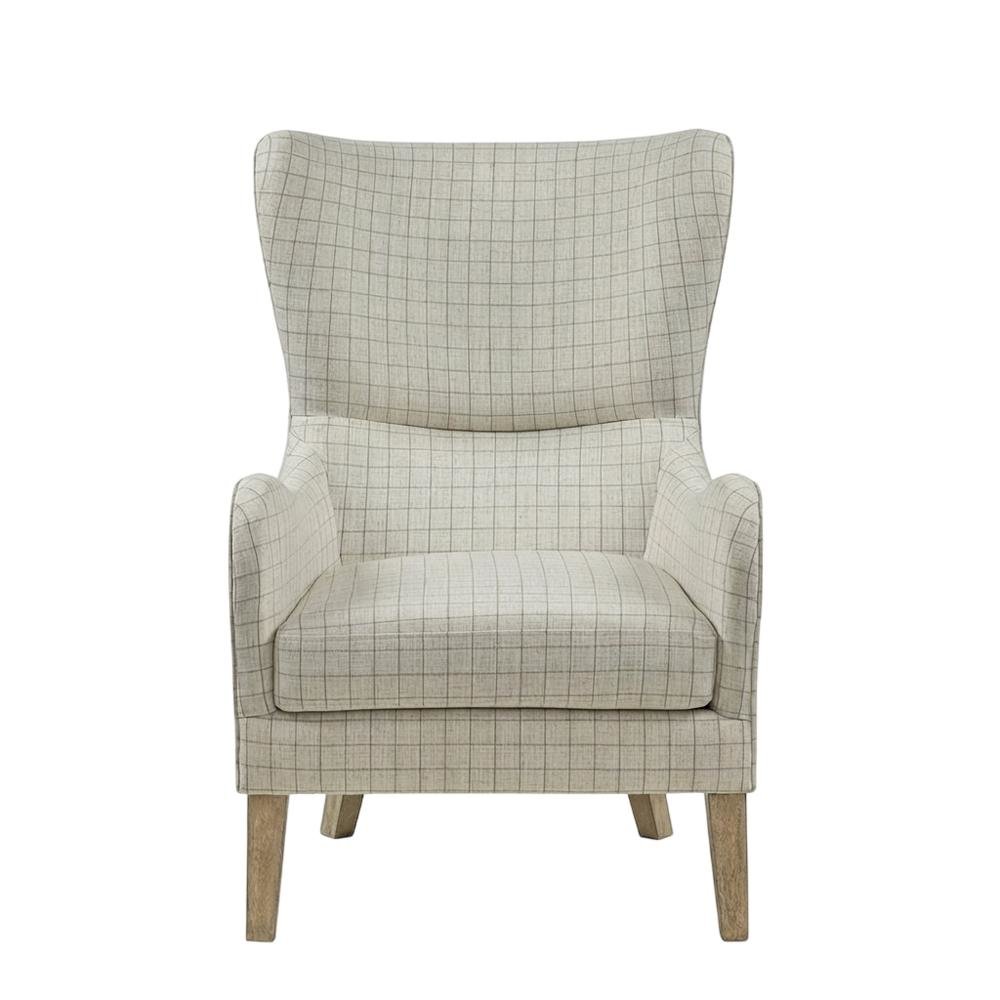 Beige Wing Chair with Stylish Design and Comfortable Upholstery. Picture 3