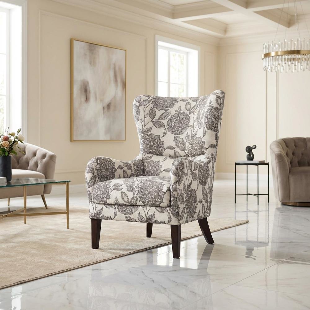 Winged Swoop Accent Armchair with Elegant Design and Comfortable Frame. Picture 6