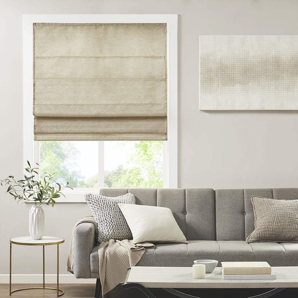 Printed Faux Silk Room Darkening Cordless Roman Shade. Picture 4