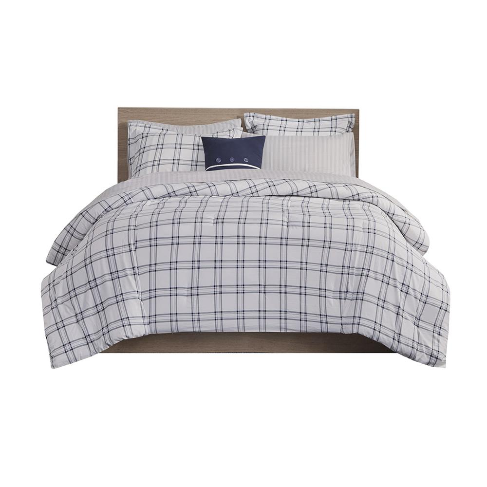 Patrick 8 Piece Comforter Set with Bed Sheets, Navy color. Picture 2