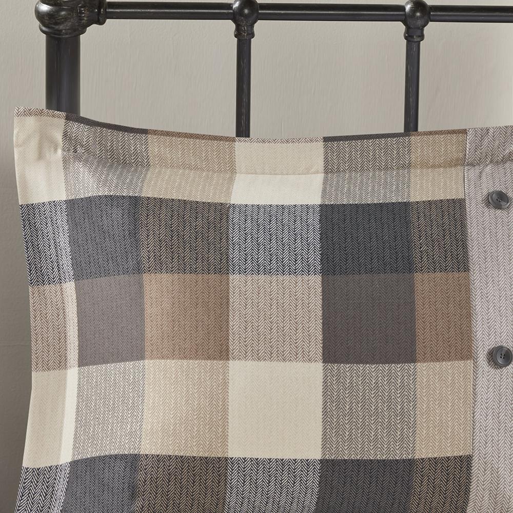 Ridge 6 Piece Herringbone Duvet Cover Set, Neutral color. Picture 2
