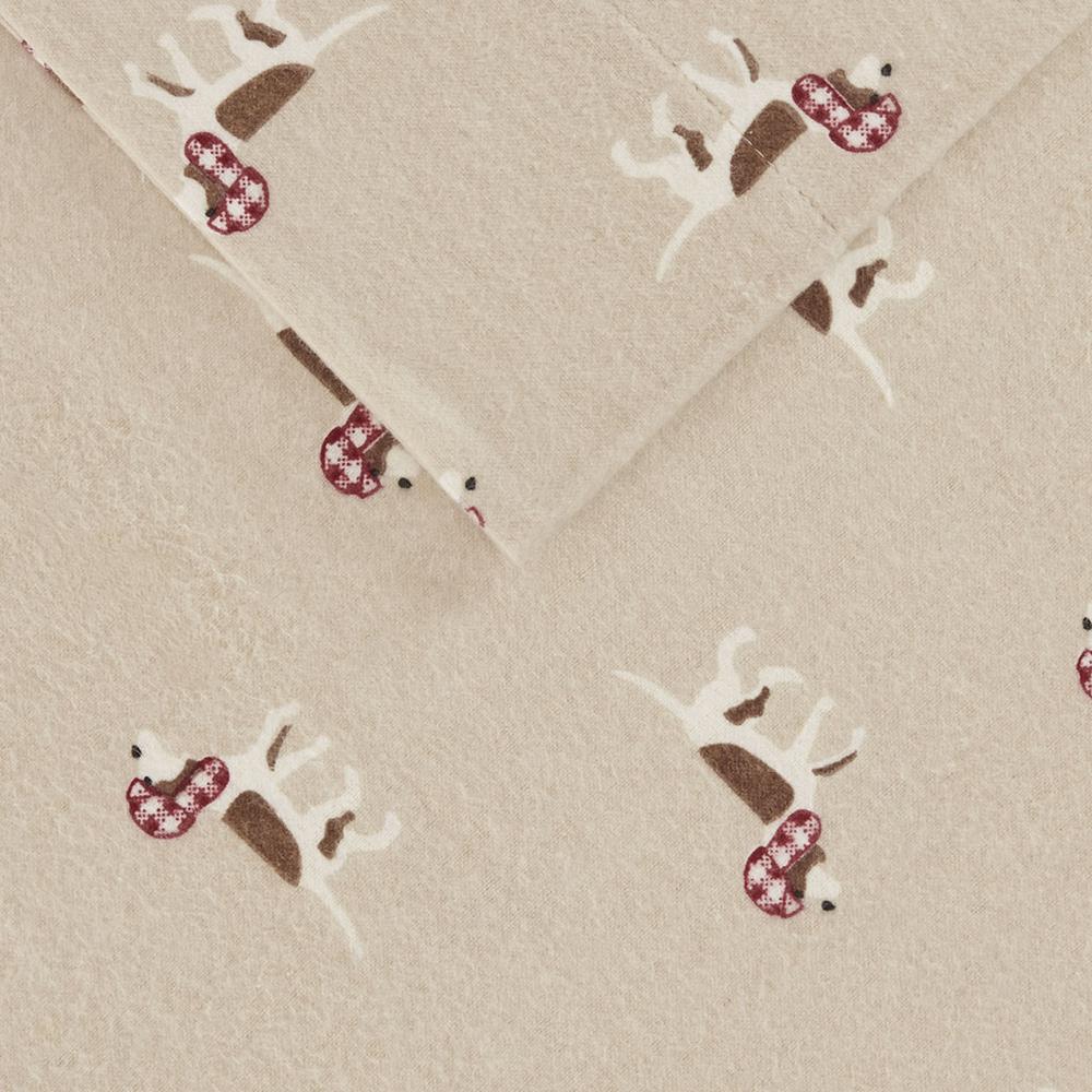 Flannel Sheet Set, Tan Dog color. Picture 3