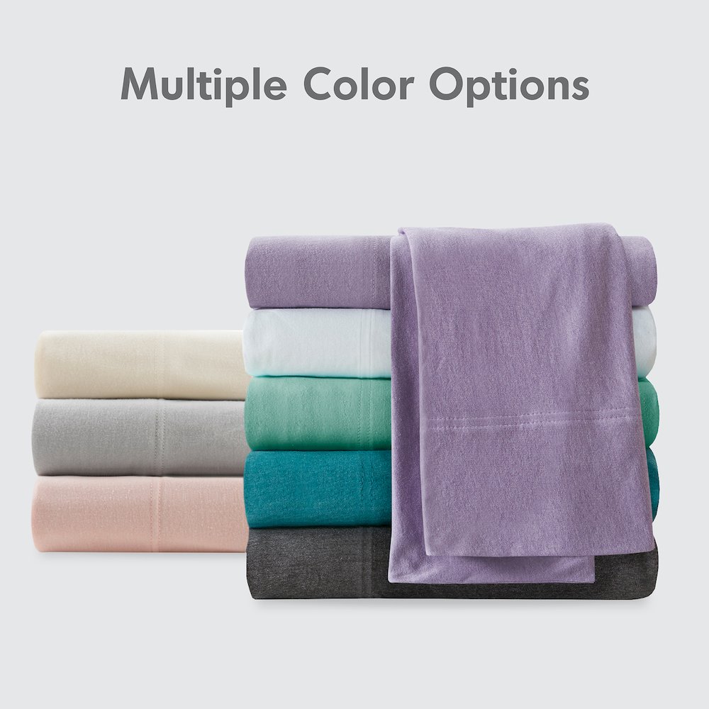 Cotton Blend Jersey Knit All Season Sheet Set, Cream color. Picture 2