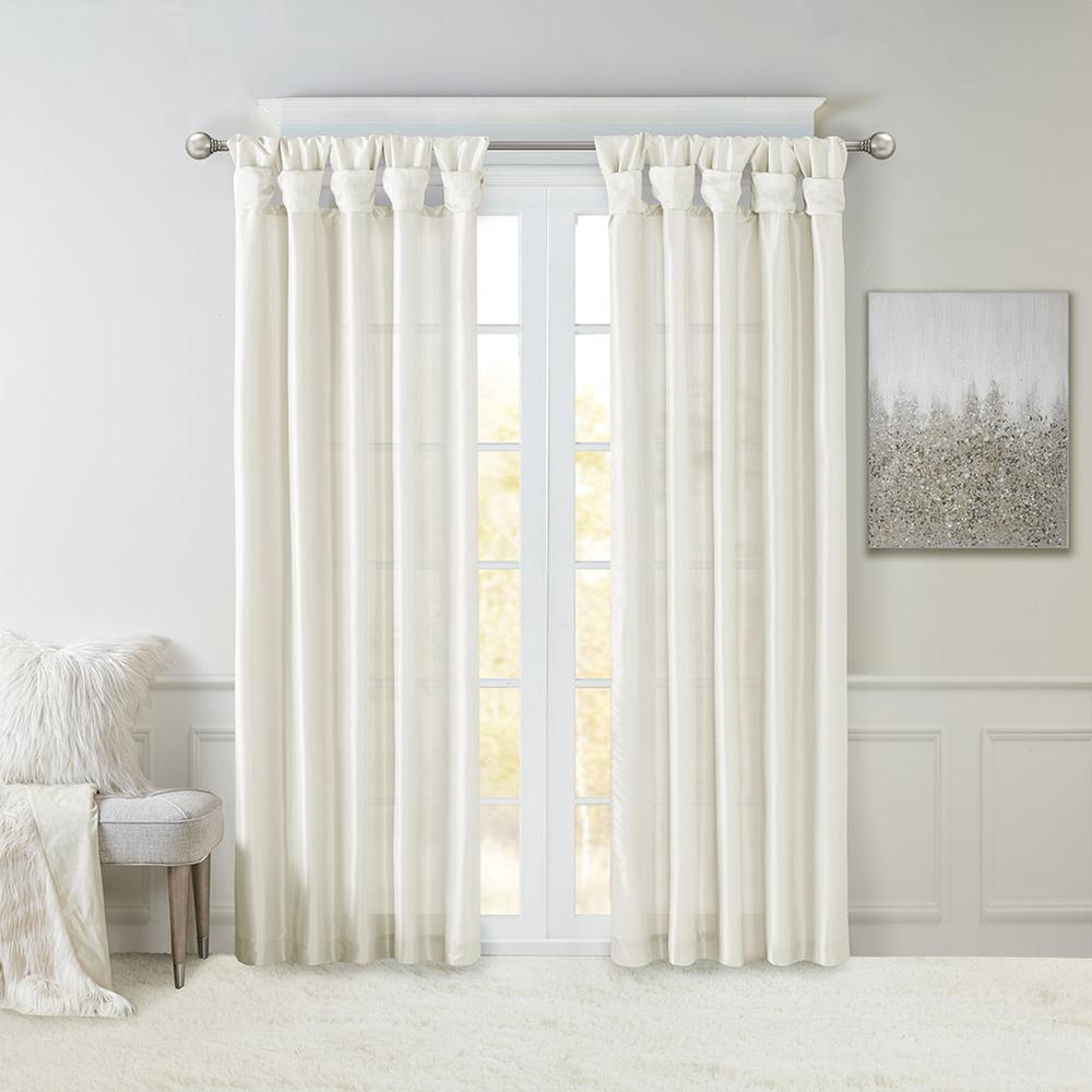 Twist Tab Lined Window Curtain Panel Pair. Picture 4
