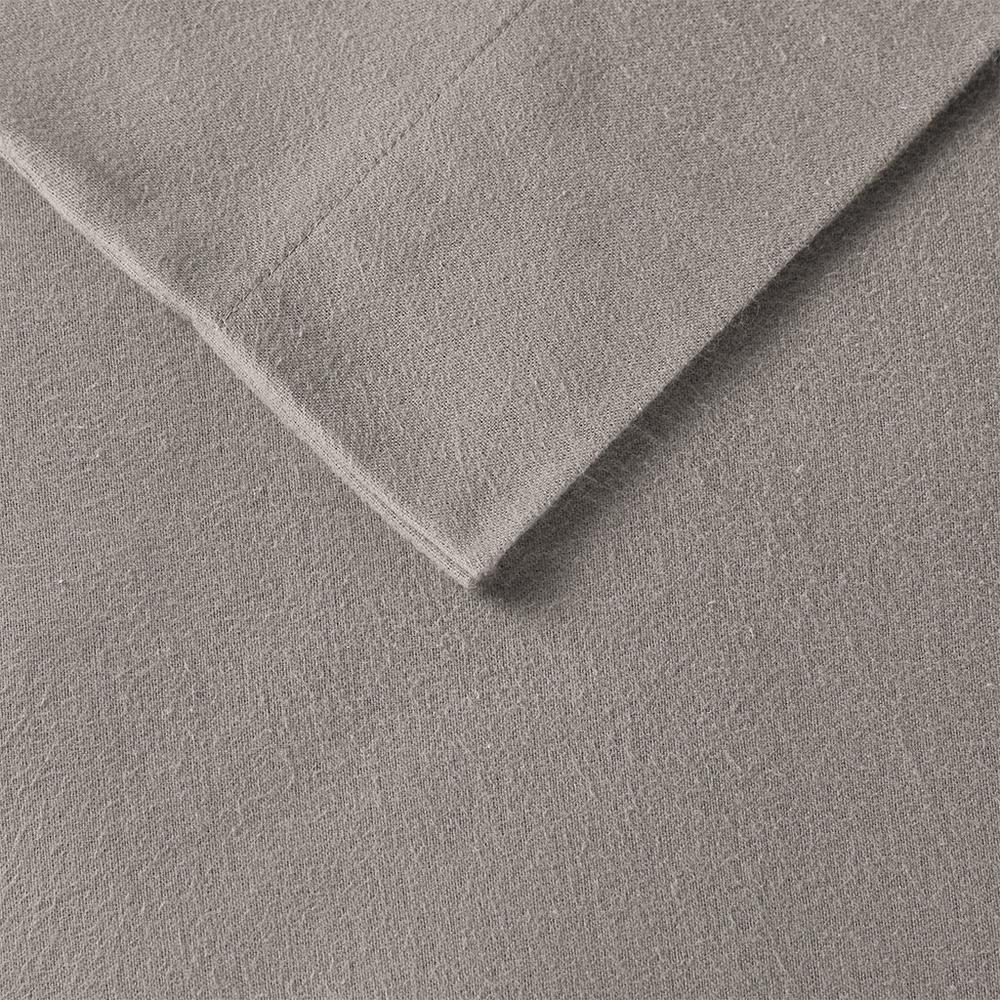 Cozy Flannel Printed Sheet Set, Grey Solid color. Picture 2