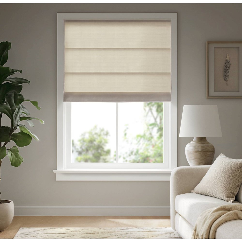 Galen Matte Cordless Roman Blind  Galen Matte fabric, Matte ivory color. Picture 1