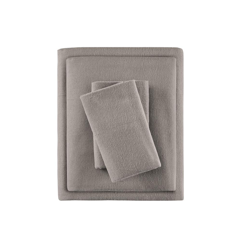 Cozy Flannel Printed Sheet Set, Grey Solid color. Picture 5