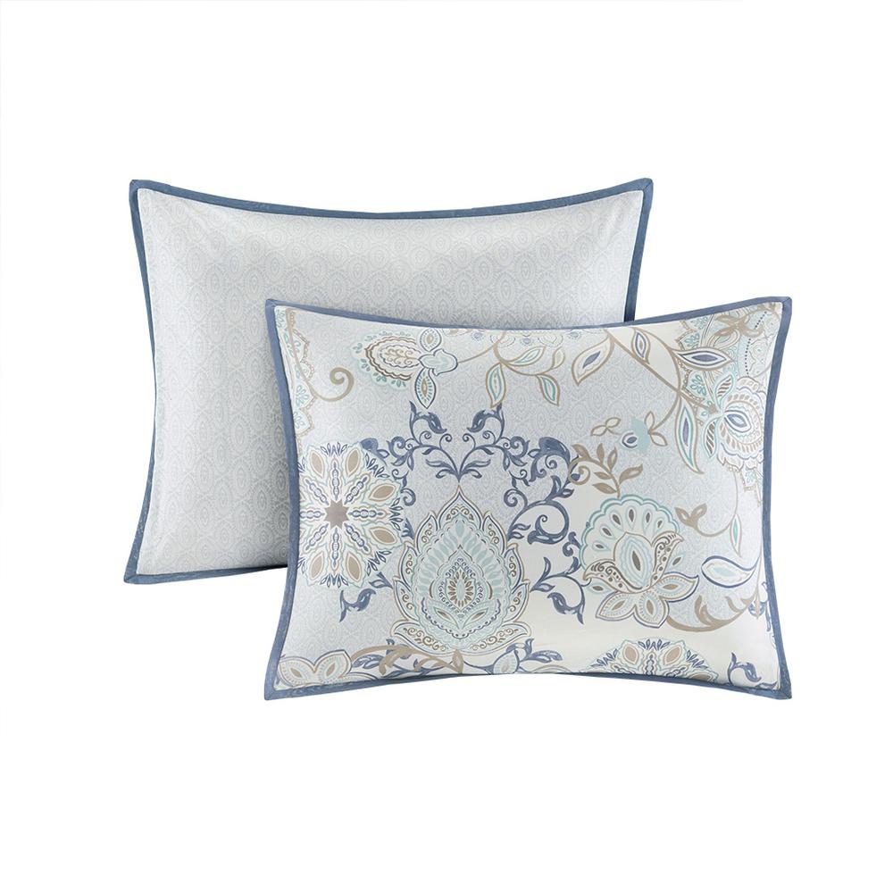 3 Piece Cotton Floral Printed Reversible Duvet Cover Set. Picture 1