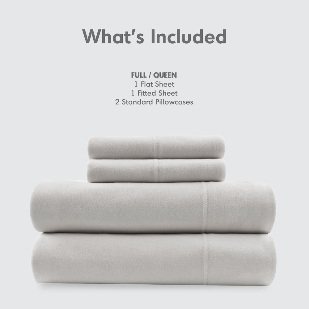 Cotton Blend Jersey Knit All Season Sheet Set, Grey color. Picture 3