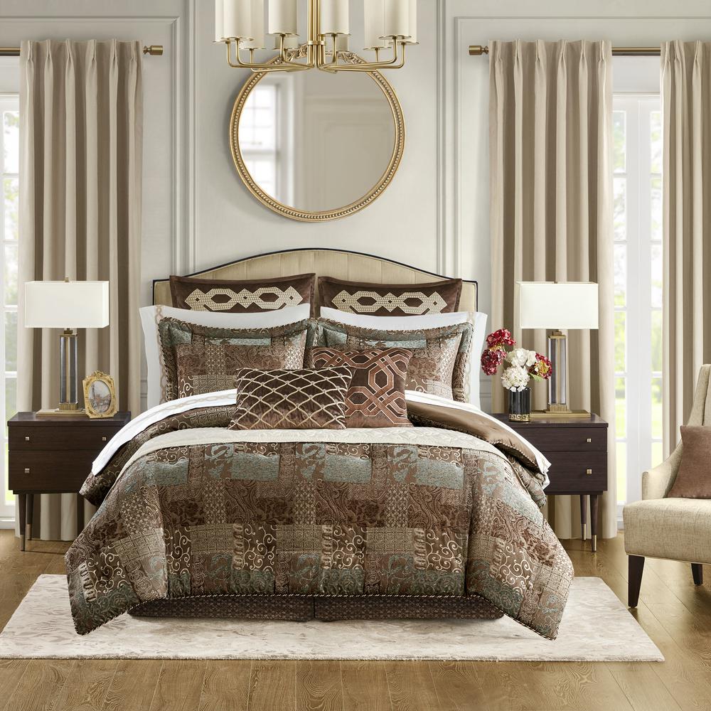 Galleria 4 Piece Comforter Set, Brown color. Picture 4