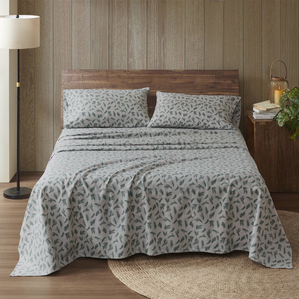 Flannel 100% Cotton Flannel Printed Sheet Set, Pine Branches color. Picture 2