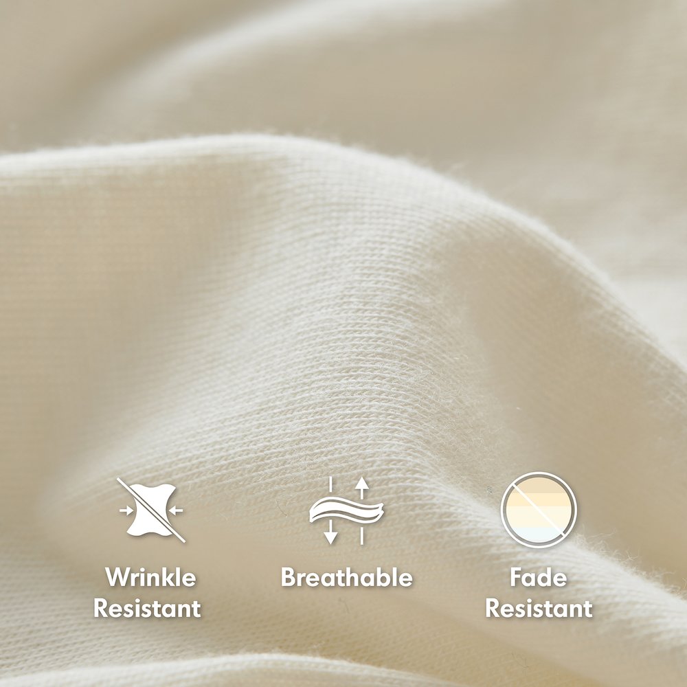 Cotton Blend Jersey Knit All Season Sheet Set, Cream color. Picture 3