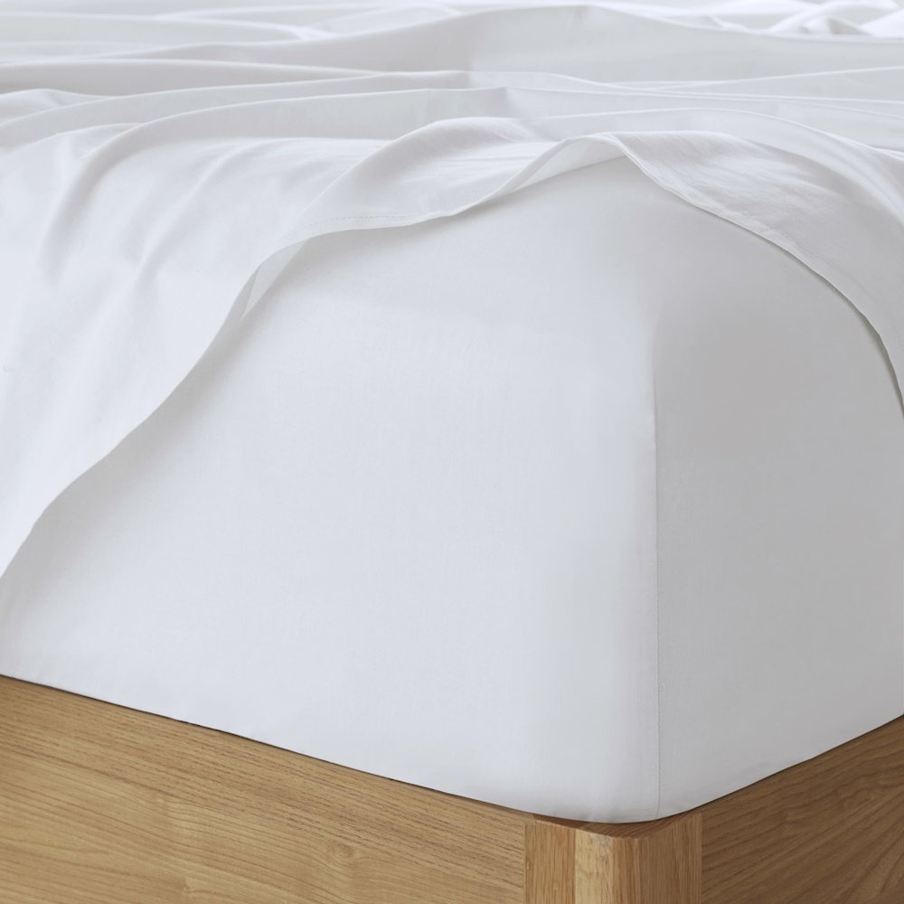 Cotton 144TC 100% Cotton Solid Sheet Set, White color. Picture 5