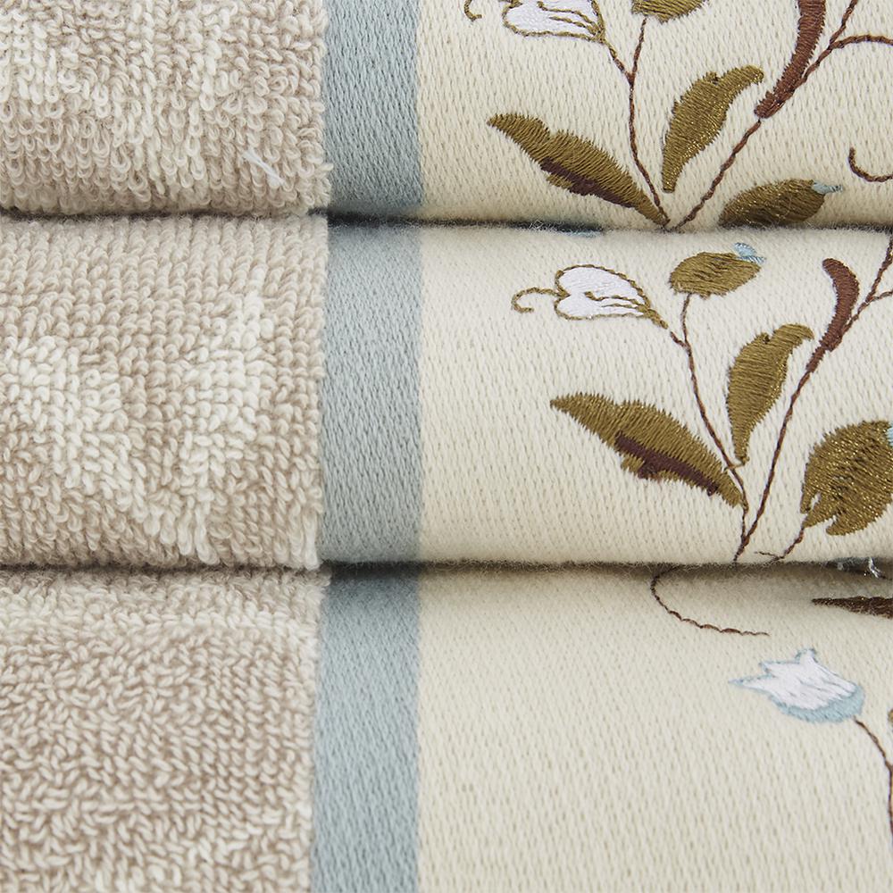 Embroidered Cotton Jacquard 6 Piece Towel Set. Picture 1