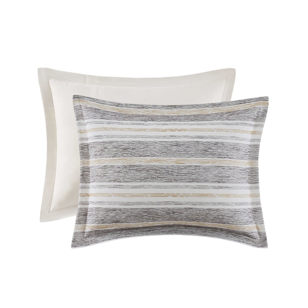 Oversized Chenille Jacquard Striped Comforter Set with Euro Shams. Picture 2