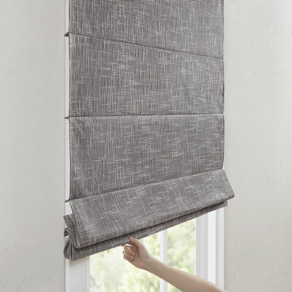 Quincy Total Blackout Cordless Roman Shade, Grey color. Picture 2