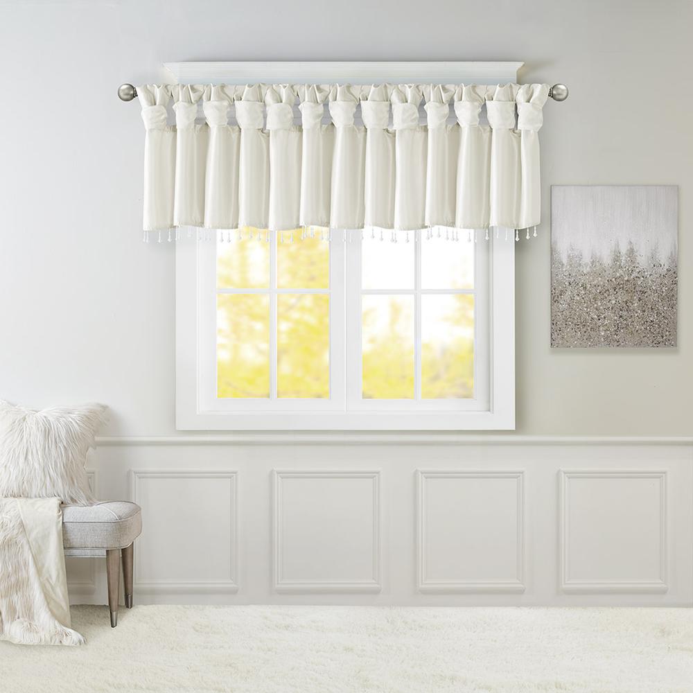 Lightweight Faux Silk Valance With Beads. Picture 4