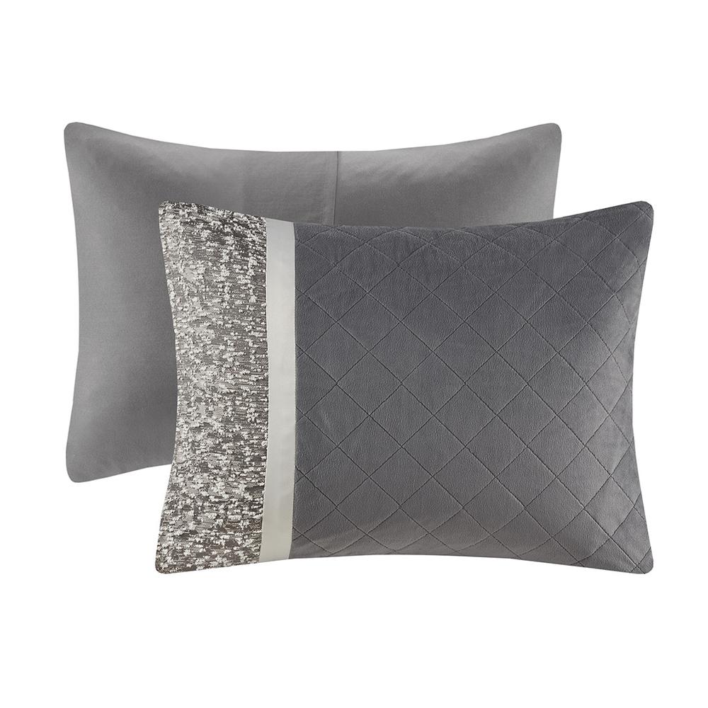 5 Piece Textured Jacquard Stripe Comforter Set with Throw Pillows. Picture 4