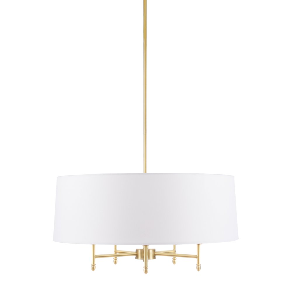 5-Light White Drum Shade Chandelier. Picture 1