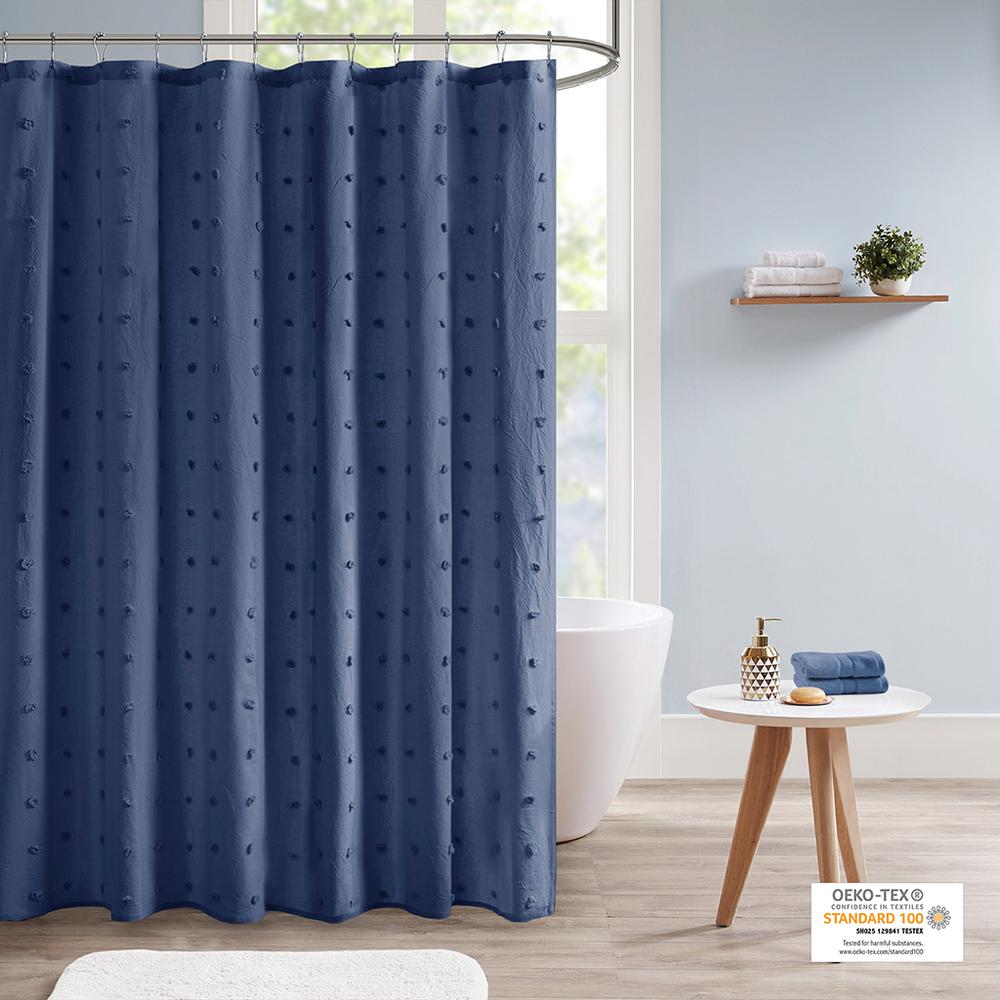 Cotton Jacquard Pom Pom Shower Curtain. Picture 4