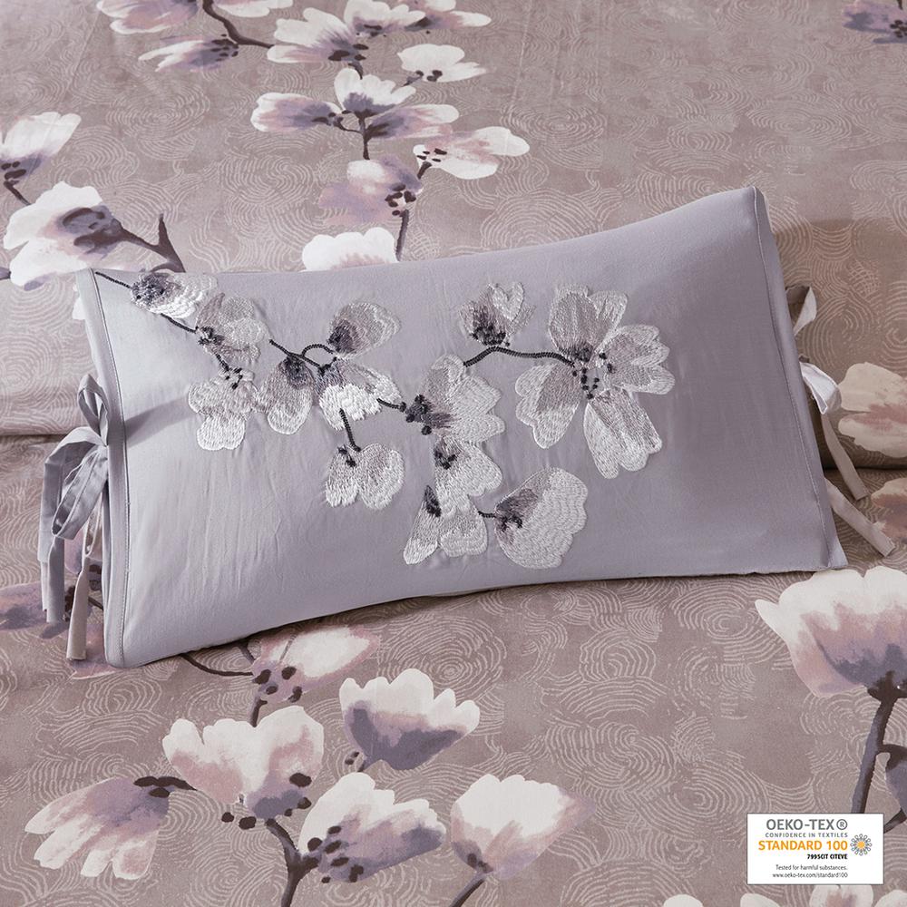 Embroidered Cotton Oblong Decorative Pillow. Picture 1