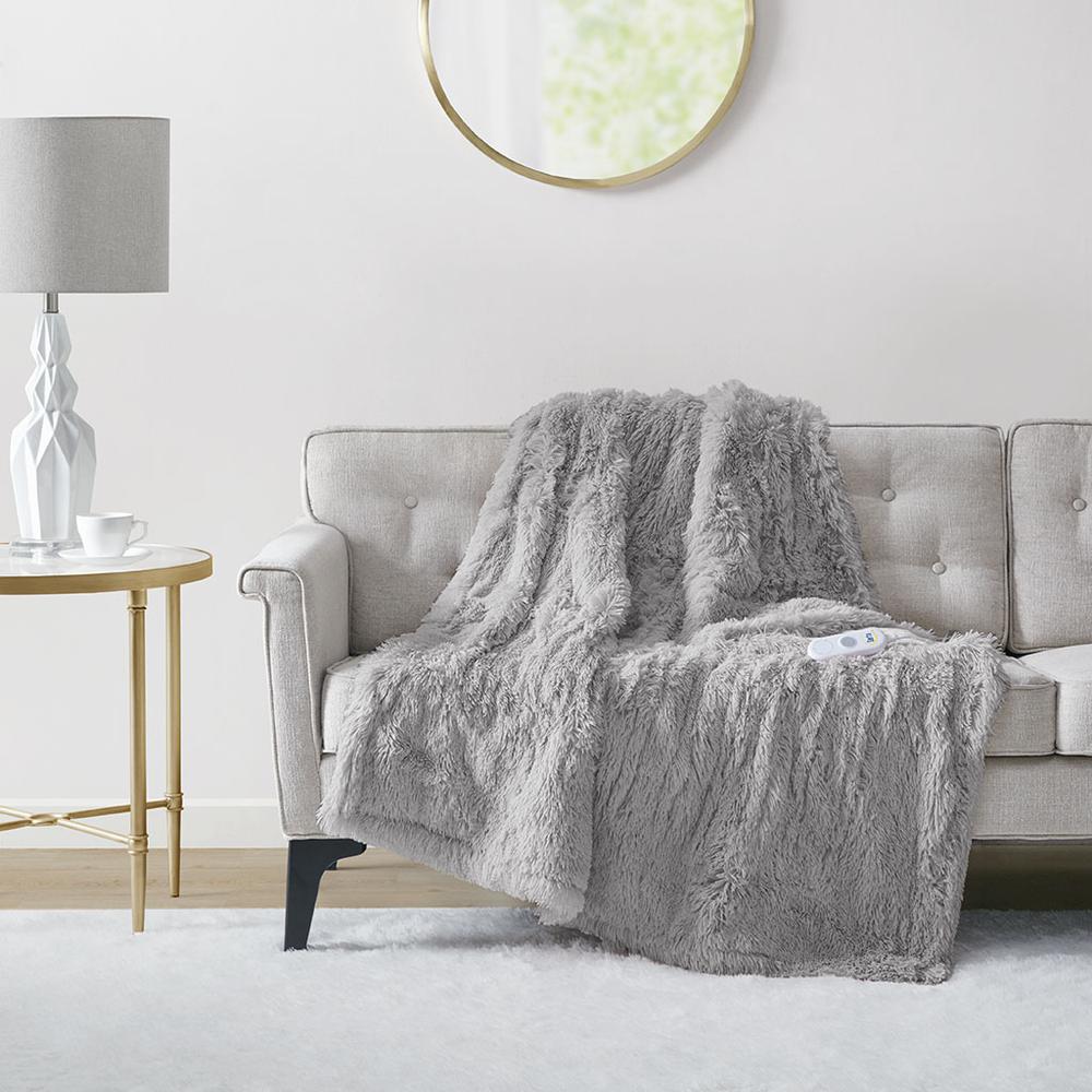 Shaggy Faux Fur Heated Throw. Picture 4