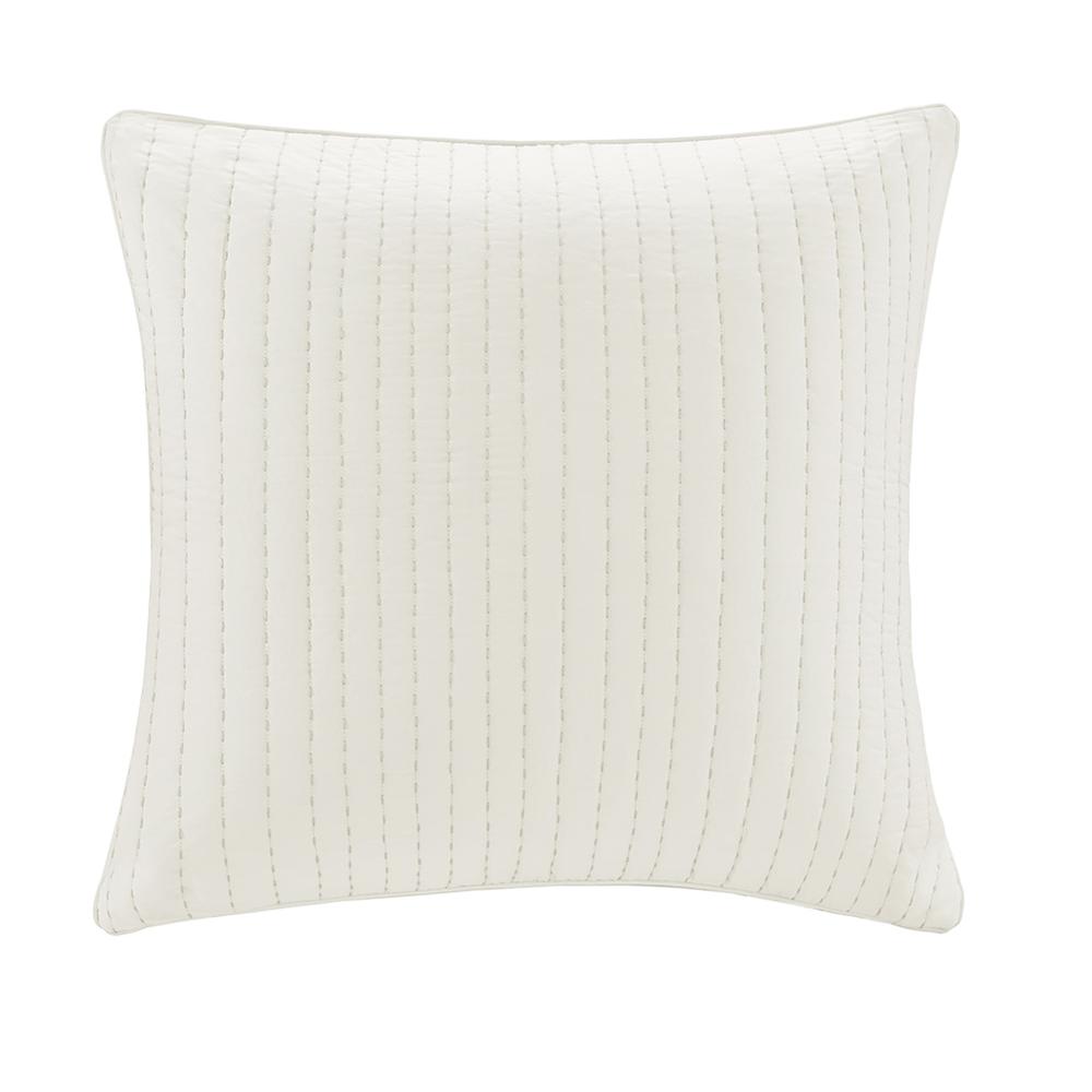 Camila Cotton Quilted Euro Sham, White color. Picture 3