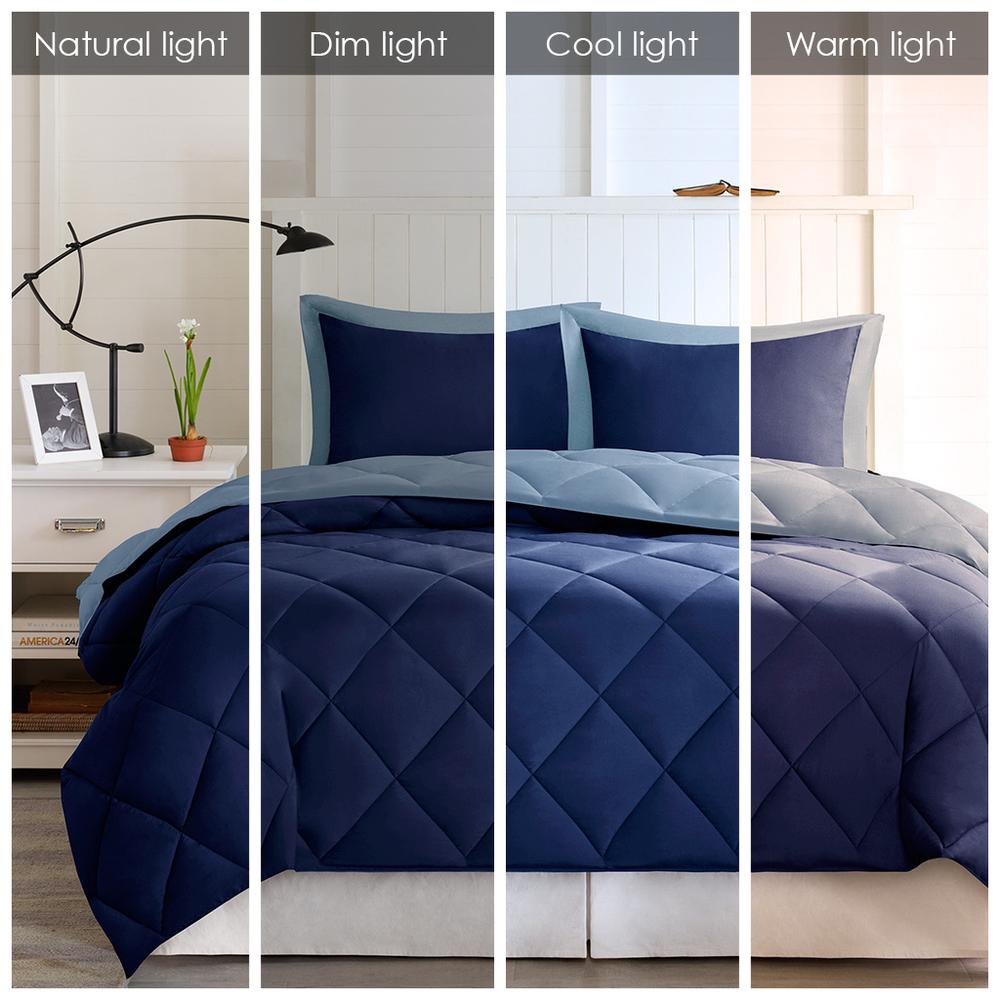 3M Scotchgard Diamond Quilting Reversible Down Alternative Comforter Set. Picture 2