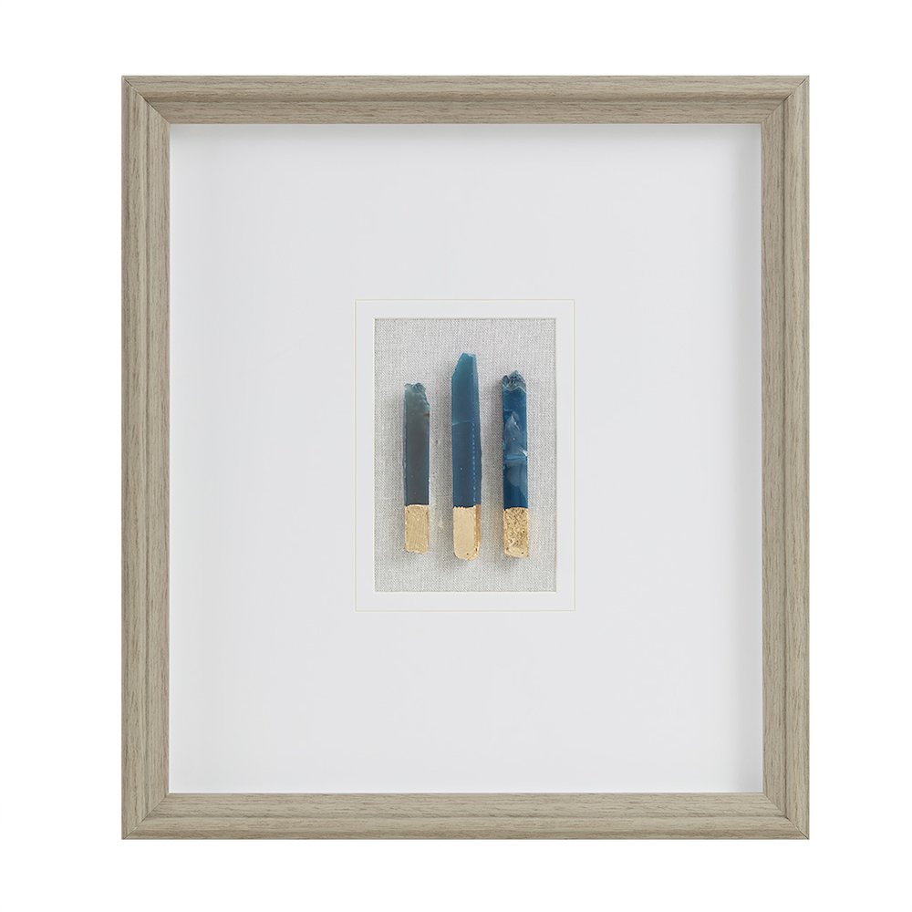 Blue Natural Agate Double Mat Shadow Box Wall Decor. Picture 1
