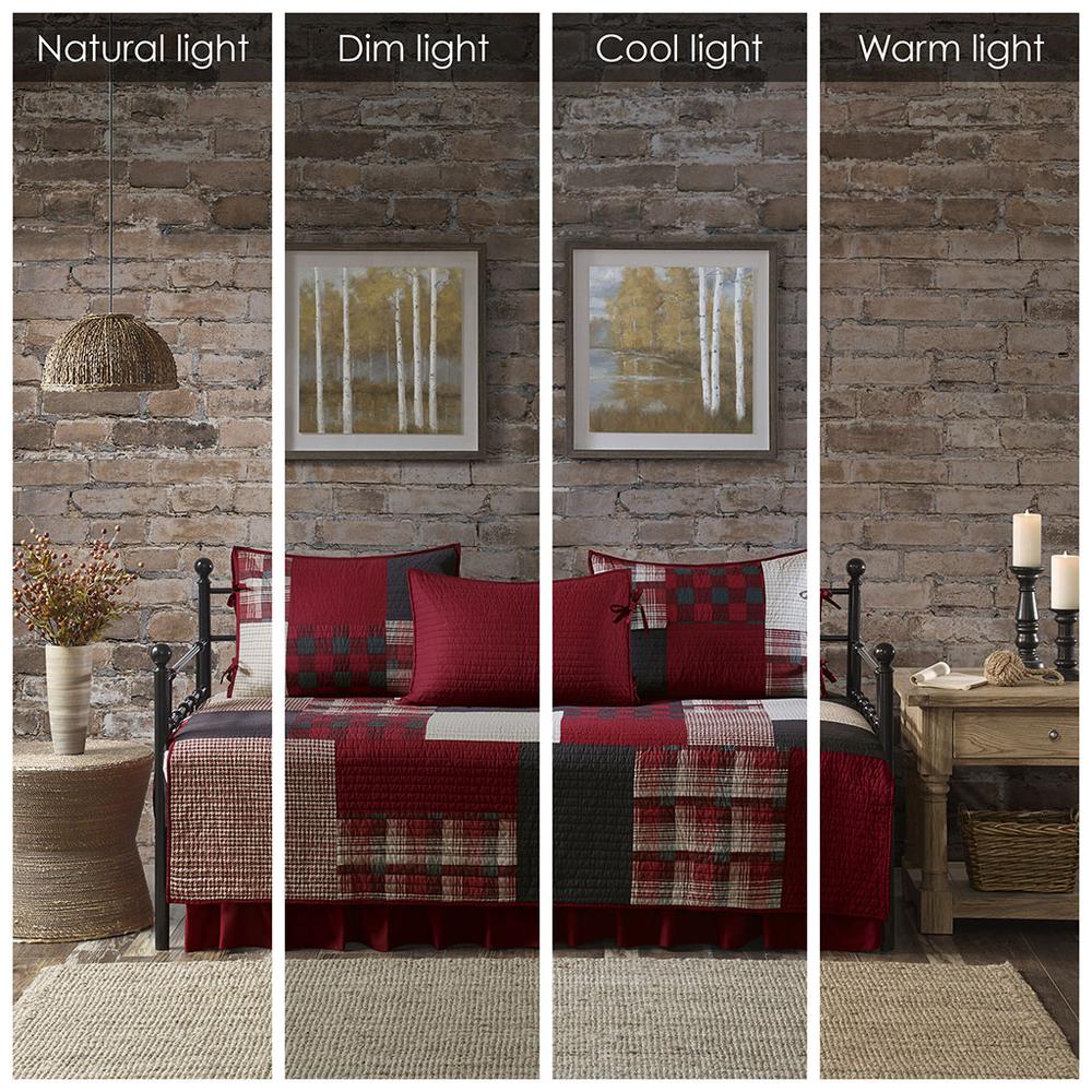 Sunset 5 Piece Day Bed Cover Set, Red color. Picture 3