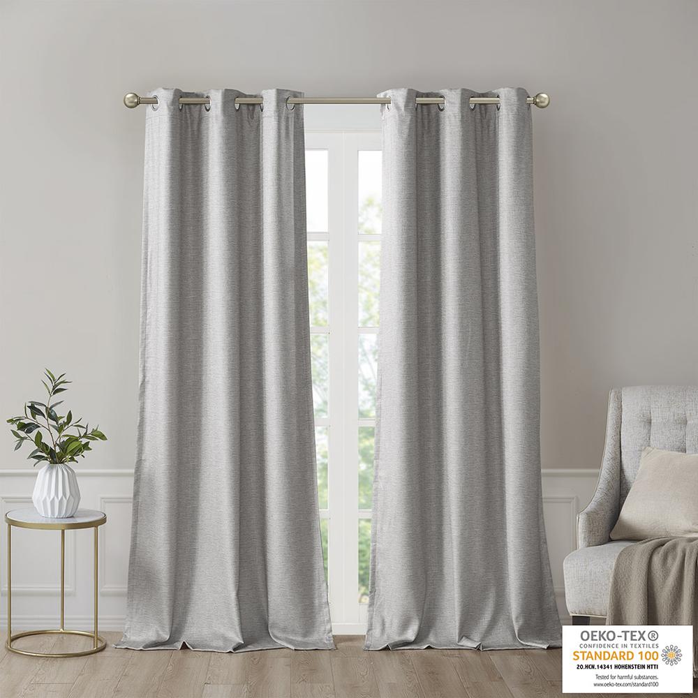 Tonal Printed Faux Silk Room Darkening Curtain Panel Pair. Picture 3