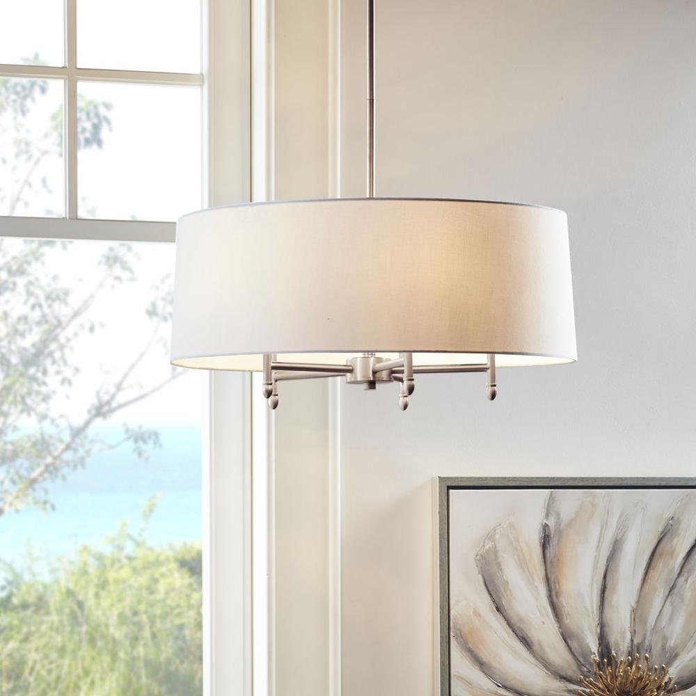 5-Light White Drum Shade Chandelier. Picture 3