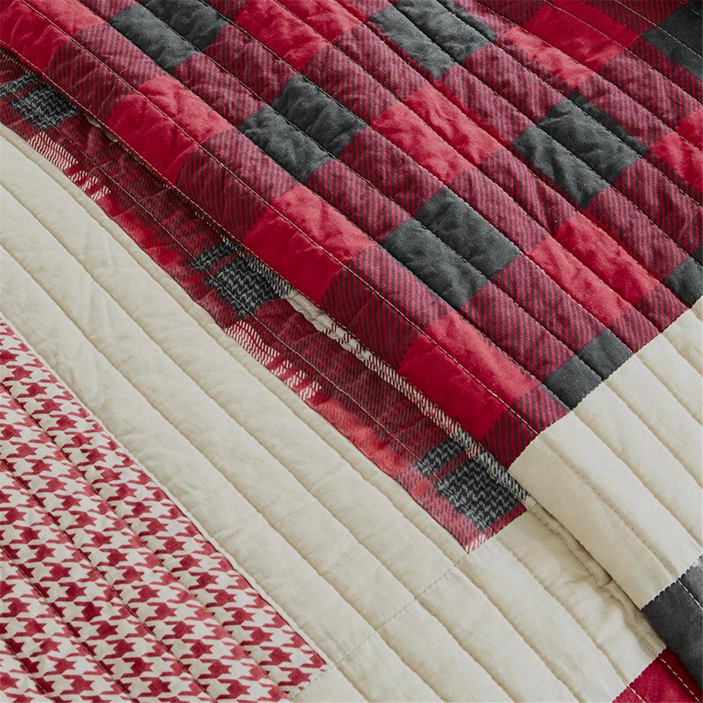 Huntington 100% Cotton Oversized Quilt Mini Set, Red color. Picture 5