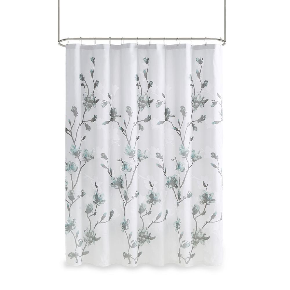 Floral Printed Burnout Shower Curtain. Picture 5