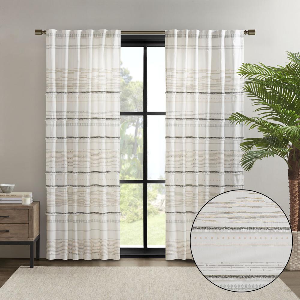 Cotton Printed Curtain Panel with tassel trim and Lining. Picture 2
