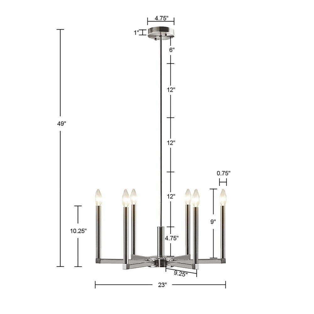 6-Light Contemporary Candelabra Styled Chandelier. Picture 5