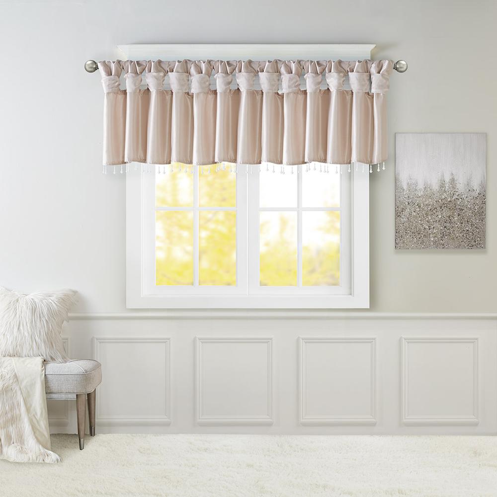 Lightweight Faux Silk Valance With Beads. Picture 4