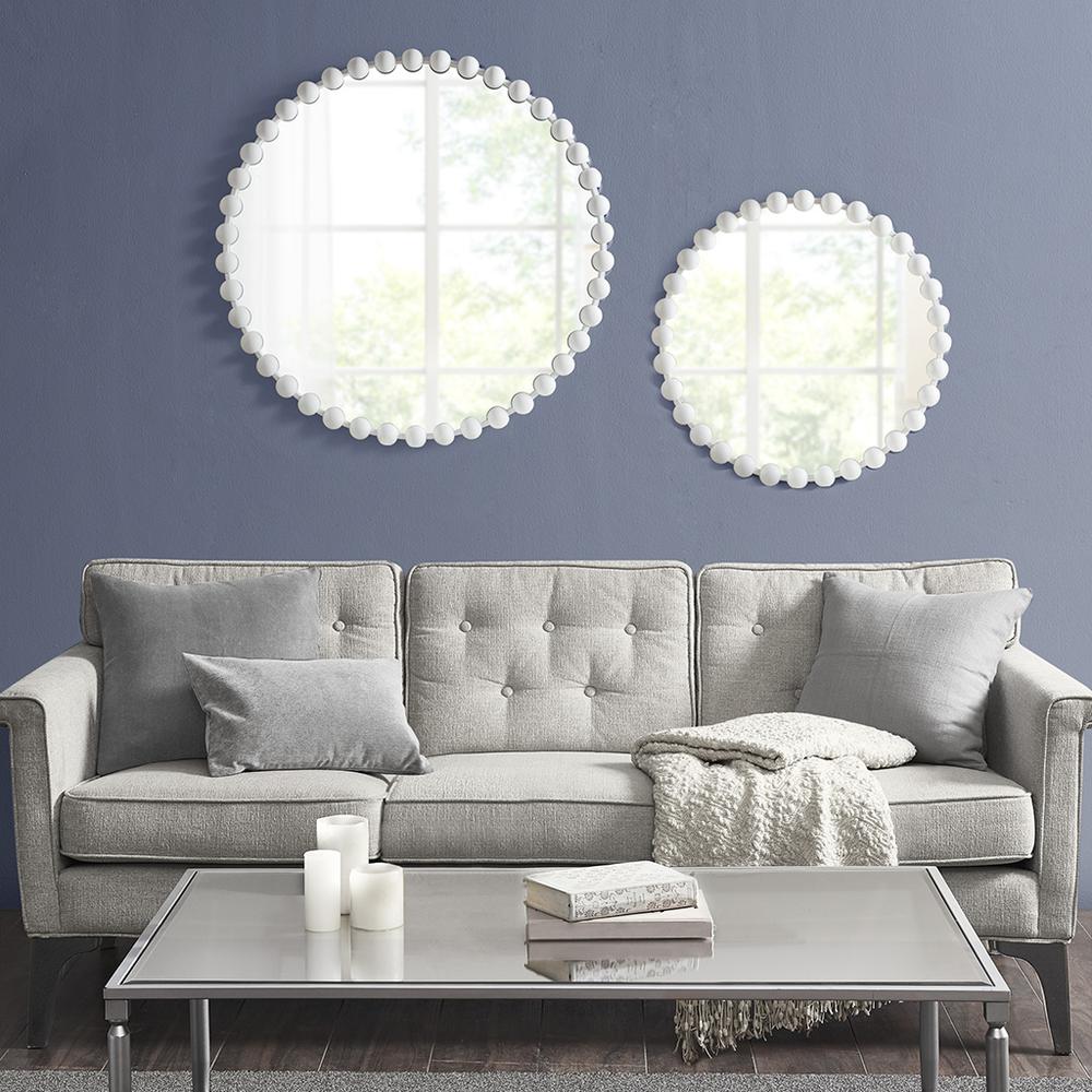 Beaded Round Wall Mirror 36"D. Picture 3