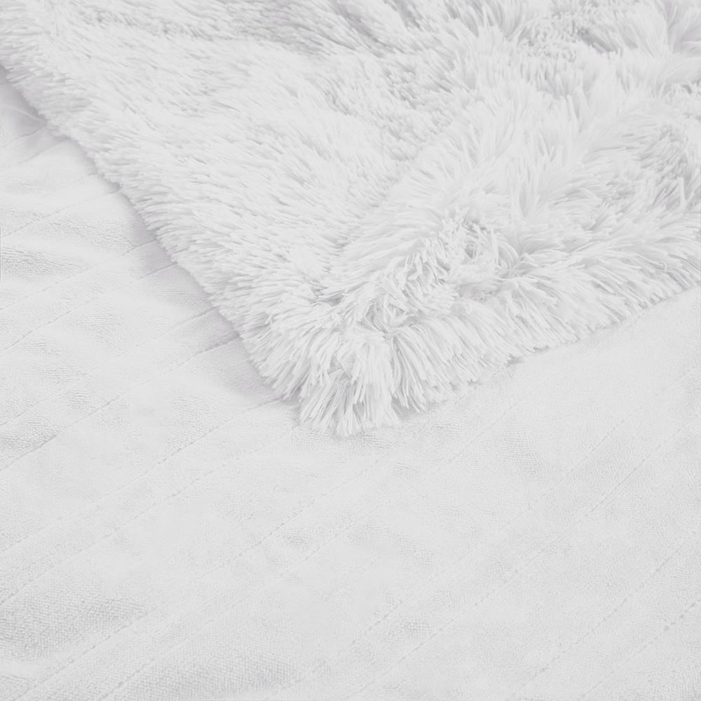 Shaggy Faux Fur Heated Throw. Picture 1