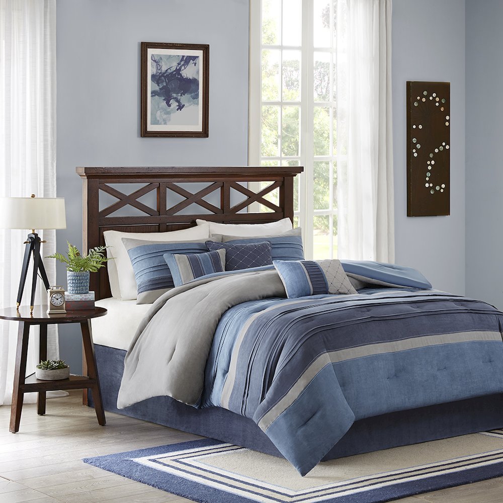 Navy Microsuede Comforter Set, Belen Kox. Picture 1
