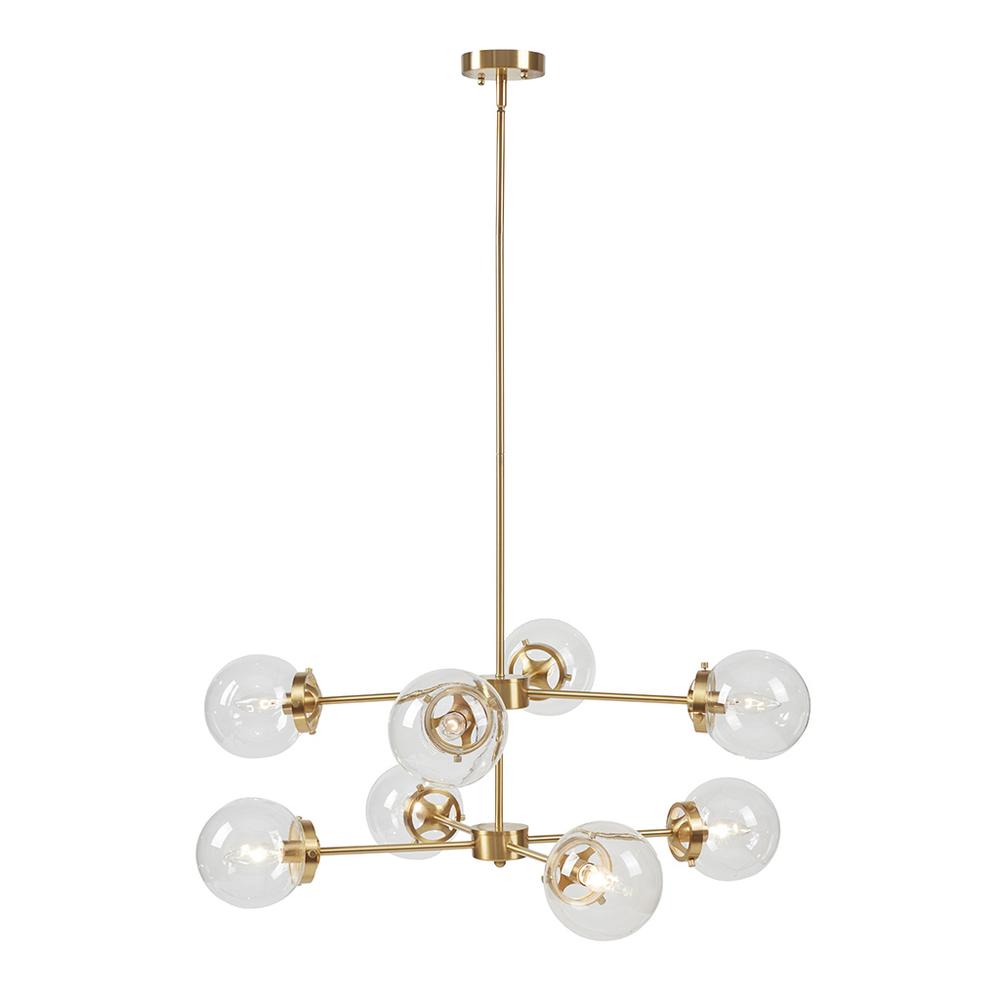8-Light Metal Chandelier with Globe Bulbs. Picture 1