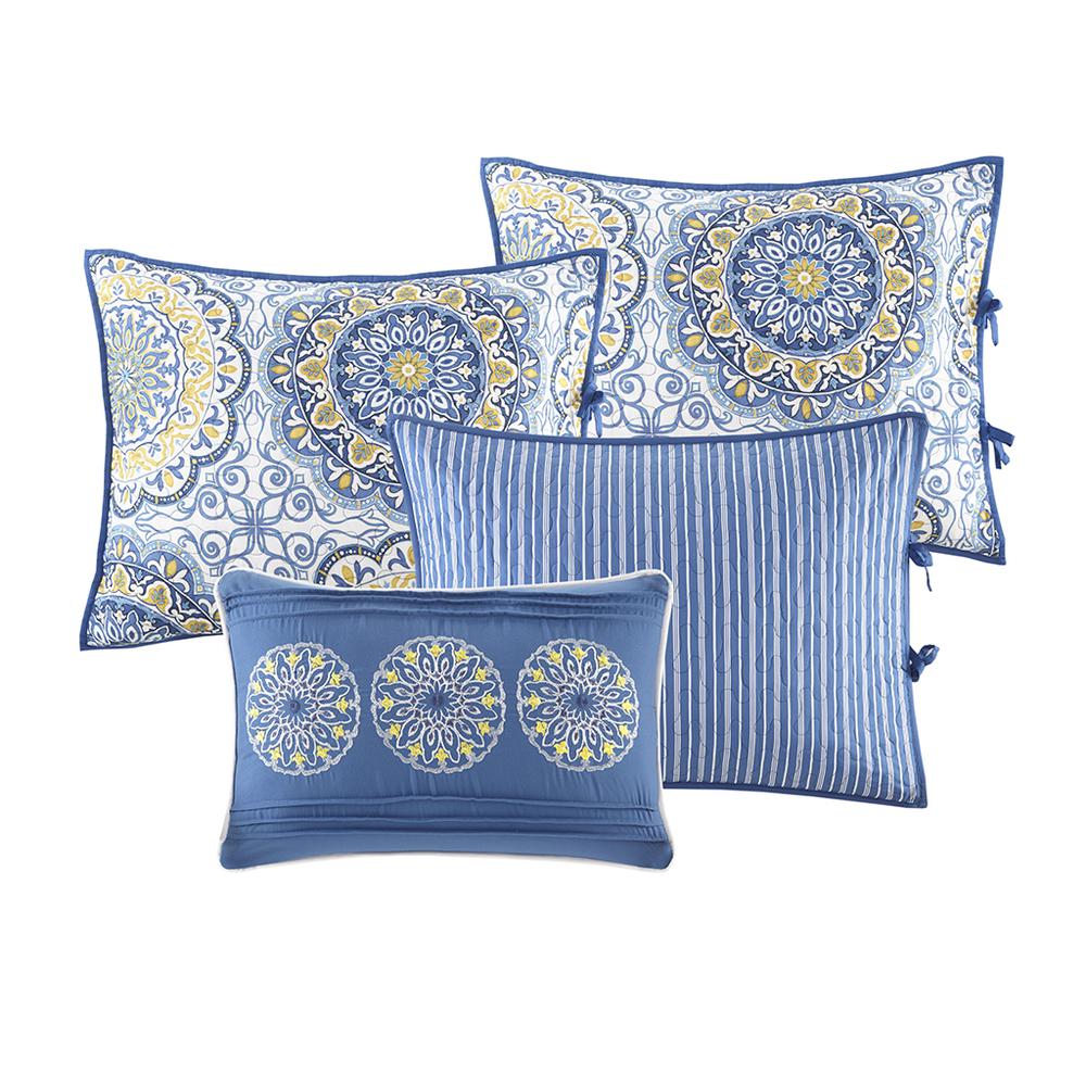 Tangiers 6 Piece Reversible Daybed Cover Set, Blue color. Picture 5